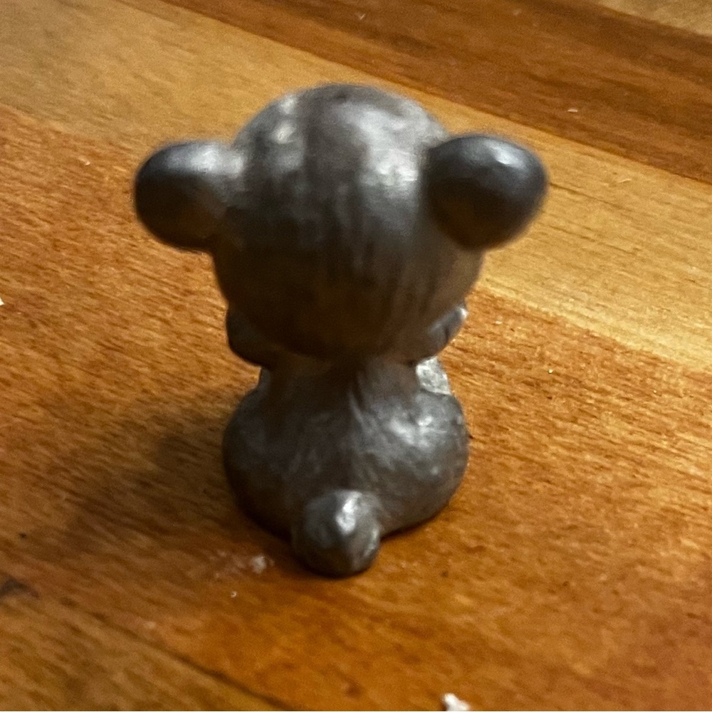 Vintage Pewter Miniature Teddy Bear Figurine with September Birthstone - Picture 2 of 3